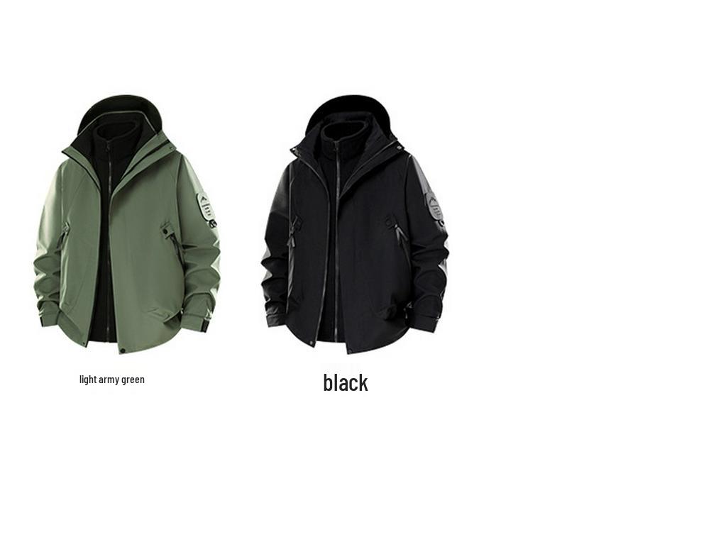 Unisex 3-in-1 Windproof Waterproof Jacket with Graphene Heating Liner, Detachable, for Autumn and Winter.