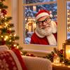 Adesivo Finestra Babbo Natale Curioso, Decorazione Adesiva per Finestre di Natale per Esposizione in Casa durante le Feste