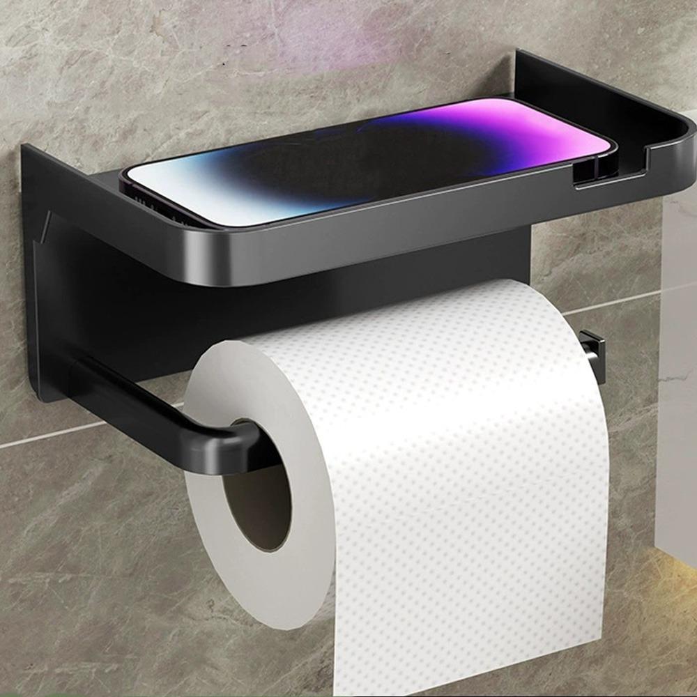Space Saving Toilet Paper Holder Wall Mounted Storage Shelf Large Paper Roll Holder  Bathroom
