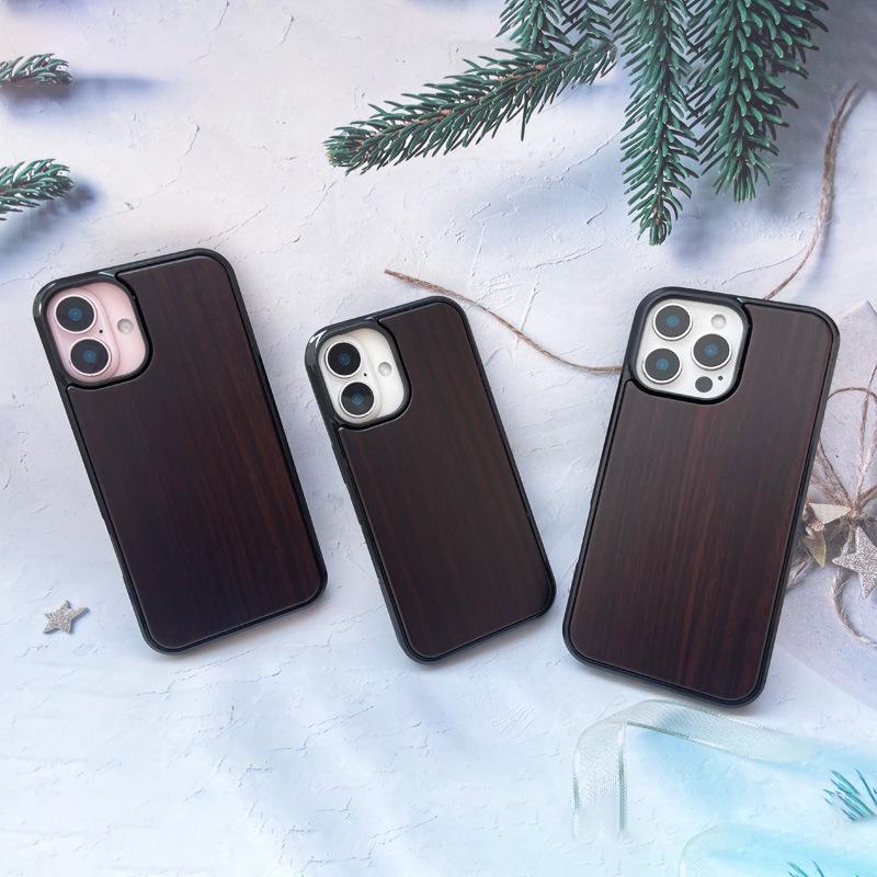 

Ebony Wood Black Sandalwood Case for iPhone 16 Pro Max, Anti-Fingerprint, Drop Protection iPhone 17 Pro