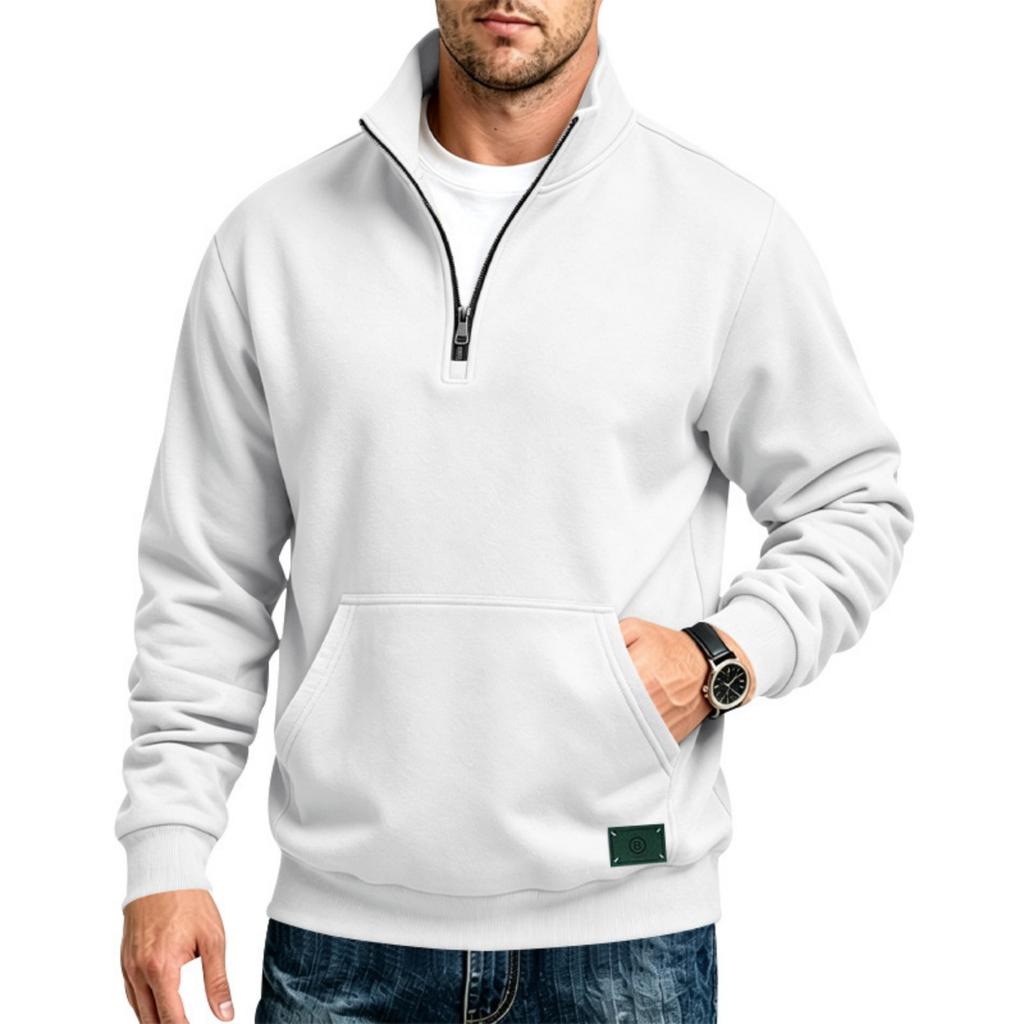 Felpa con mezza zip pesante da uomo, vestibilità ampia per calore e sport casual
