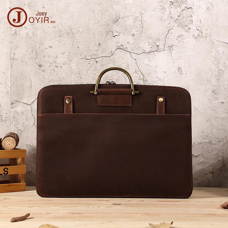 

Мужской кожаный деловой портфель Crazy Horse размером 17 дюймов – натуральная кожа, многофункциональный, сумка для ноутбука 17 inch коричневый