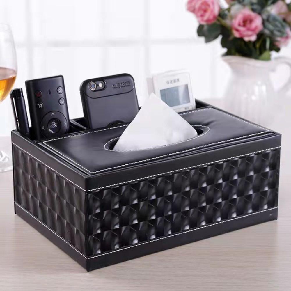 Multipurpose Tissue Box with Cover Remote Control Storage Holder Living Room Organizer