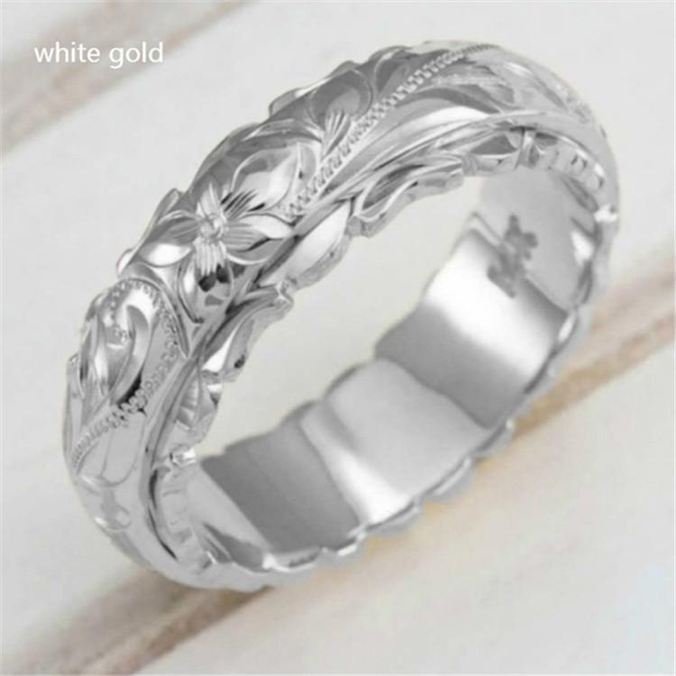 

Exquisite Gold-Plated Floating Rose Engraved Ring – Eco-Friendly Material, European & American Style Size 6