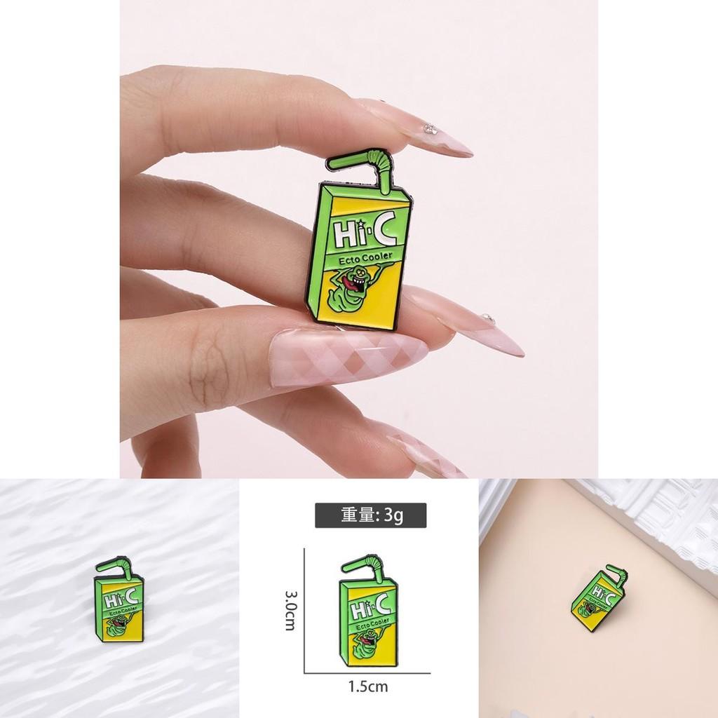 Creative New Style Metal Brooch Featuring Fun Cartoon Monster Juice Drink Design