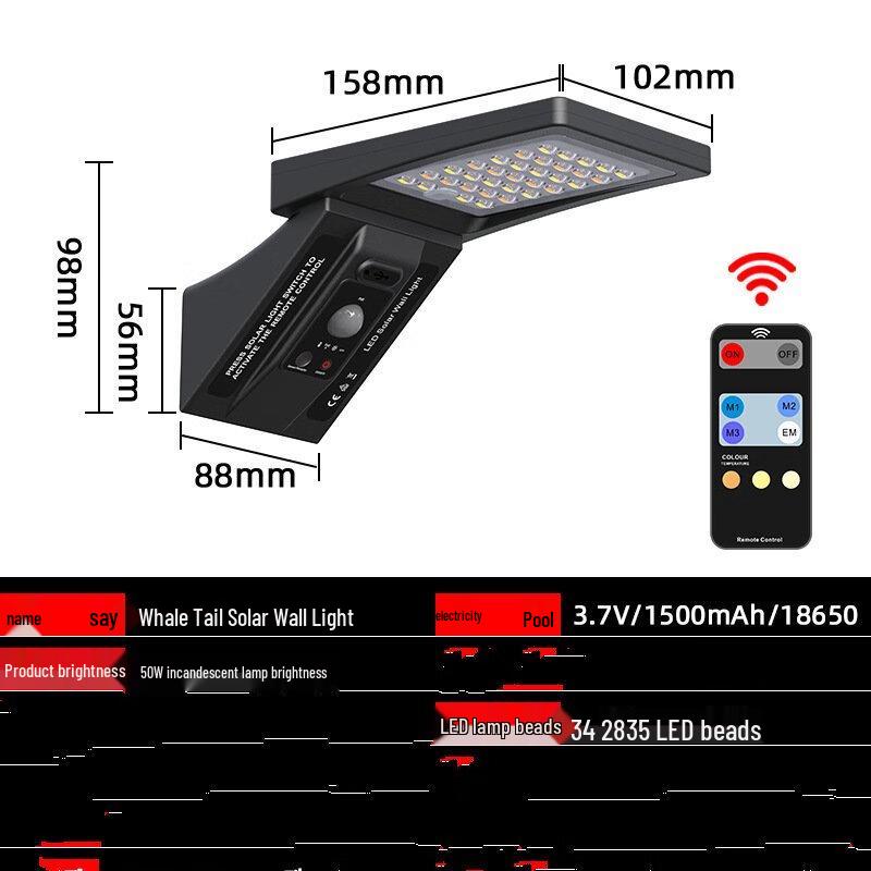 UOSU Solar Outdoor Garden Wall Light with Remote Control