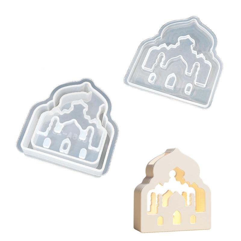 House Moon Shape Silicone Molds for Epoxy Resin Candle Holder Tealight Holder Home Decoration Gypsum Silicone Molds