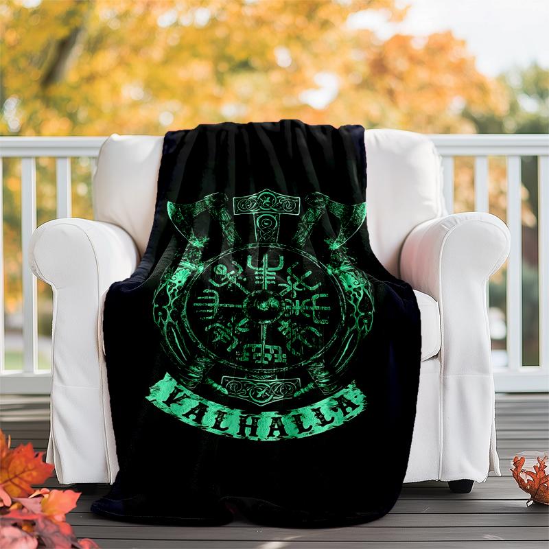 Viking Runes & Tree of Life Flannel Blanket Soft All-Season Throw, Design for Camping, Car Travel, Hiking Sofa, Bed, Office Perfect Gift for Parties