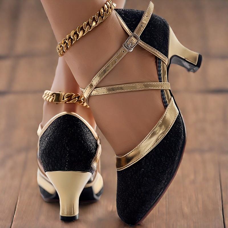 

Ladies Latin Dance Shoes Square Social Dance Outdoor Women Soft-soled Adult Middle Heel 5.5CM 40 чорний