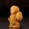 Miniature Wooden Buddha Statue, Hotei, Crafted from Premium Boxwood, Charm for Wealth and Good Fortune (6cm H X 4cm W X 3cm D)