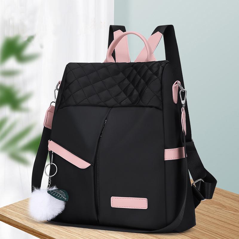 New Fashi And Casual Oxford Cloth Shoulder Bag For Women Ctrast Color Large Capacity Water Proof Backpack