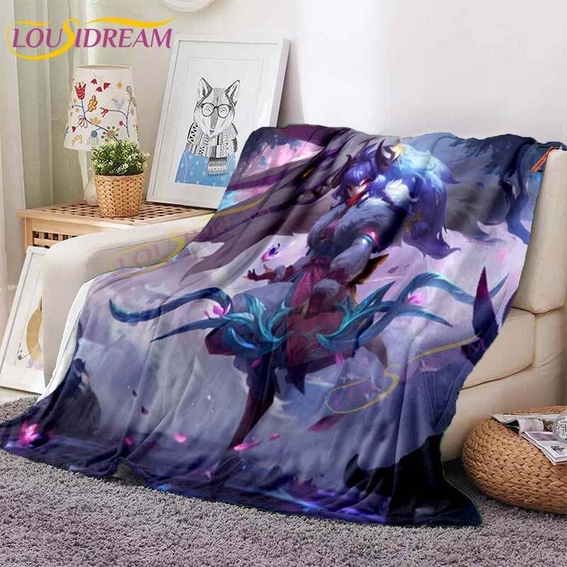 League of Legends Blankets Game Flannel Blankets Series Skin Art Cartoon Printed Bed Sofa Soft Bedspread Coverlet Travel Camping