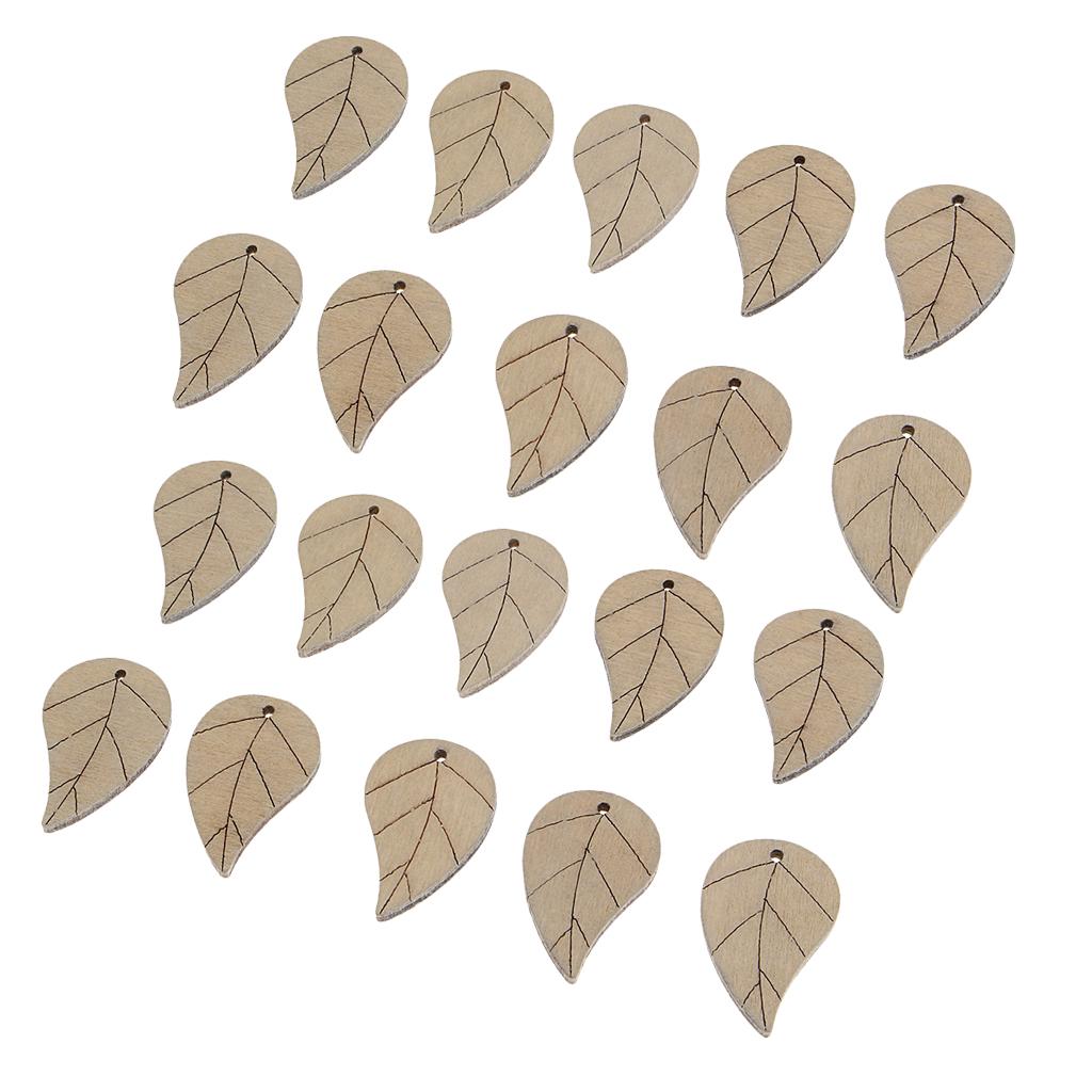 20 peças boêmio formato de folha folhas de madeira pingente contas artesanais bege