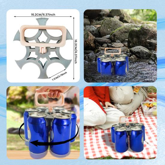 Rotating Can Holder for 6 Cans Portable Beer Can Stand with Handle Plastic Milk Tea Cup Cocktail Holder for Home Bar Kitchen Restaurant