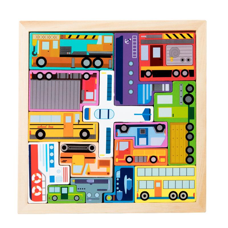 3D Cartoon Puzzle: Large Wooden Building Blocks for Kids 3-6