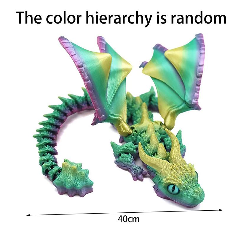 3D-gedruckte geflügelte Kutsche Drachenfigur mit zufälligen Augen Art Deco Harz Drachenskulptur Tischplatte Tierisches Thema Dekorationen