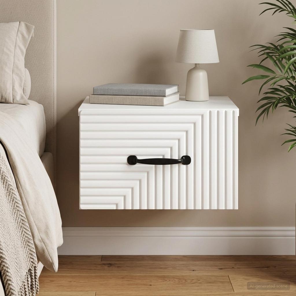Wall Mounted Nightstand White 34.5 x 33 x 20 cm Engineered Wood