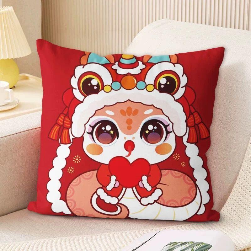 New Snake Double-sided Pillow Red Super Soft Cushion Zodiac Sofa Living Room Festive Decorative Cushion