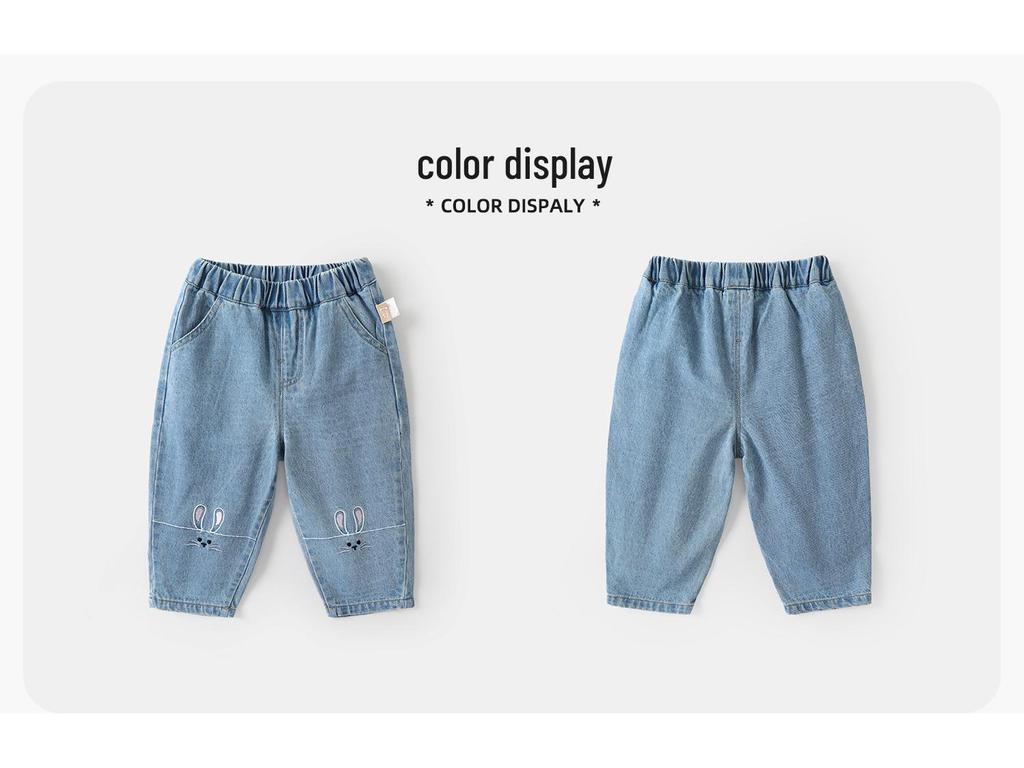 Kaka Panda Girls' Spring/Autumn Casual Jeans for Toddlers and Babies