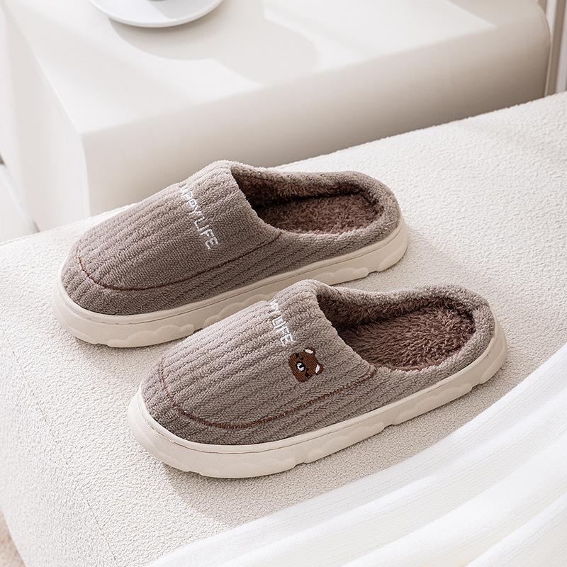 

Зимняя Нескользящая Обувь на Толстой Подошве для Мужчин и Женщин с Теплыми Хлопковыми Тапочками 44-45 коричневый