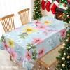 Blue Floral Green Foliage Waterproof Table Cloth, Splash-proof Tablecloth, for Party, Halloween, Christmas, Dining, Camping