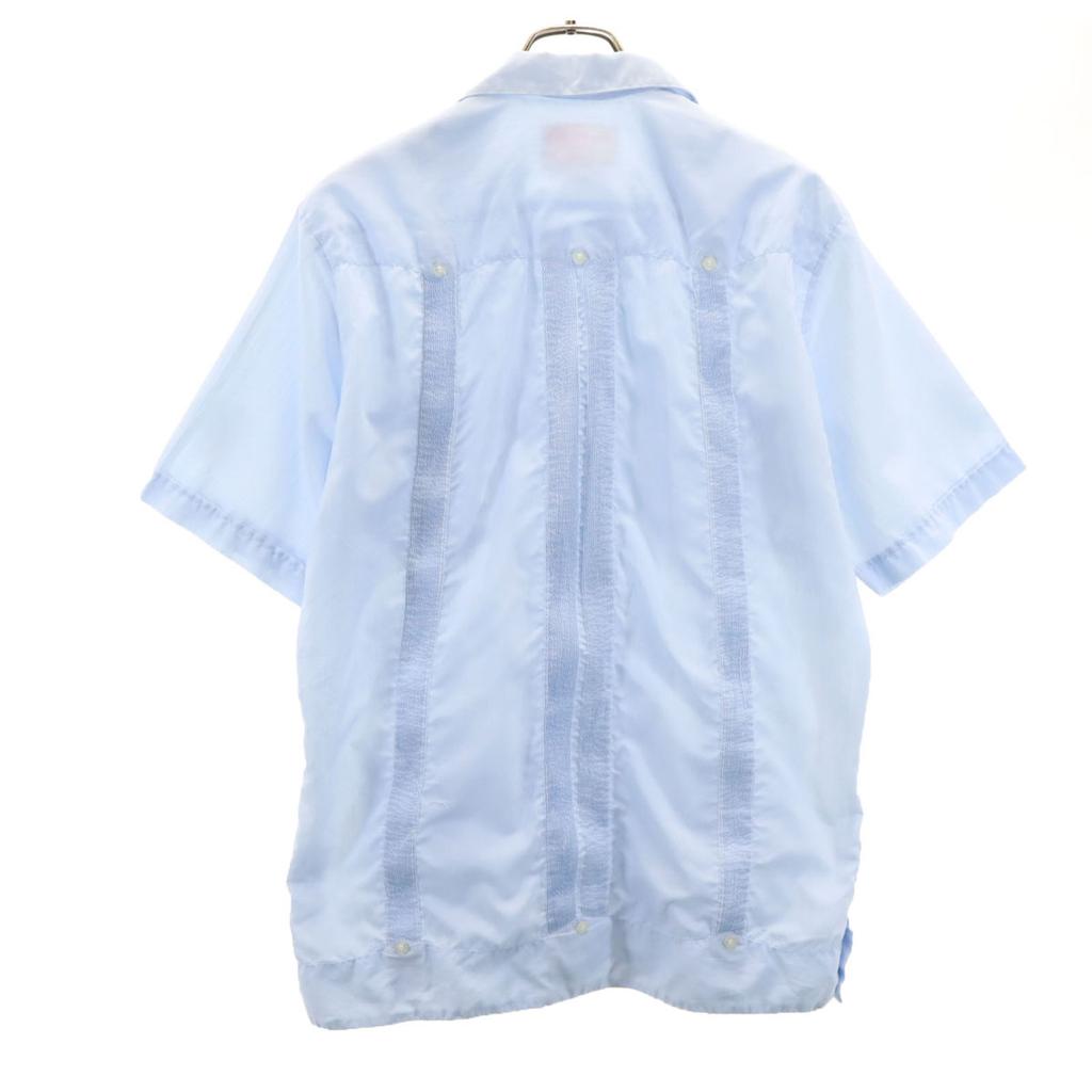 70s 80s Vintage Short Sleeve Open Color Cuban Shirt L Light Blue Men's Used