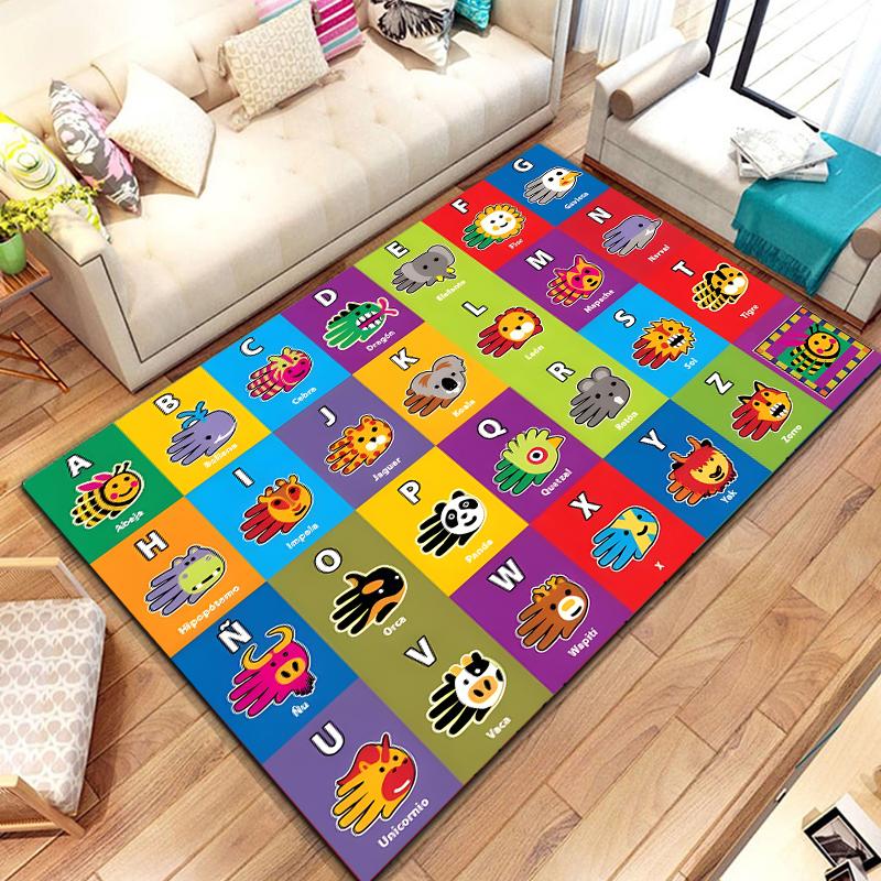 ABC Cartoon Alphabet Children Crawling Kids Playroom Early Education Area Rug,Carpet for Living Room Bedroom Sofa, play mats