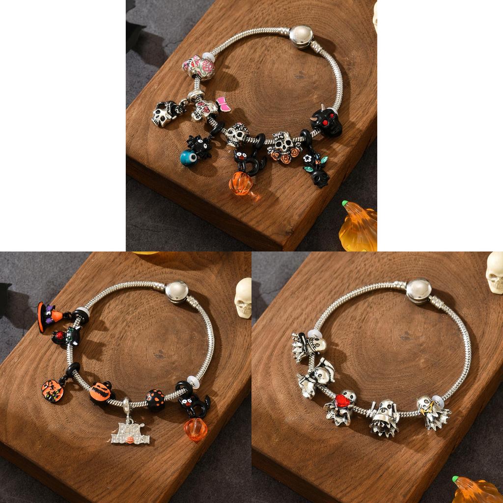 Bracciale in Metallo con Fantasma e Mietitore di Halloween dal Design Gotico per Regalo Unisex
