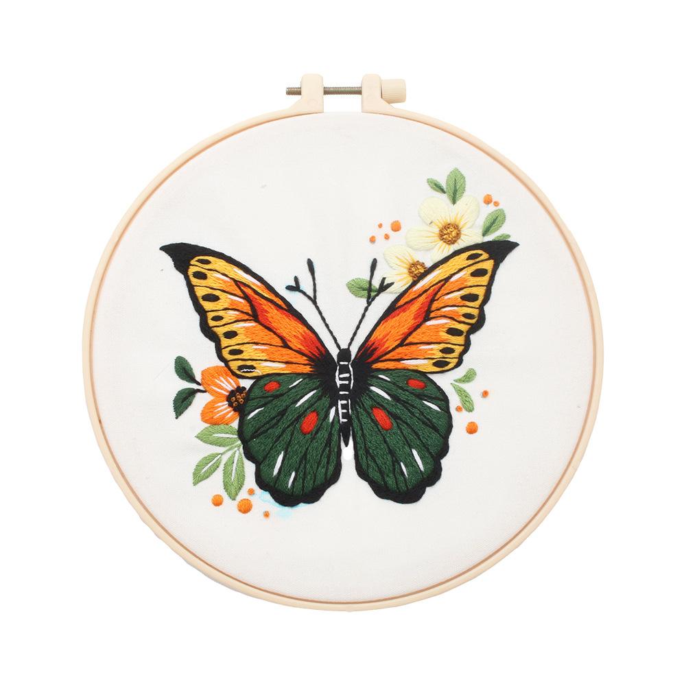 Embroidery Diy Material Pack Kit Bright Butterfly Handmade Embroidery Material Pack
