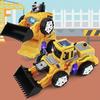 New Style Cool Yellow Transformable Construction Vehicle, Plastic Material with Obstacle Avoidance, Music and Lighting Effects, Gift, Holiday Present