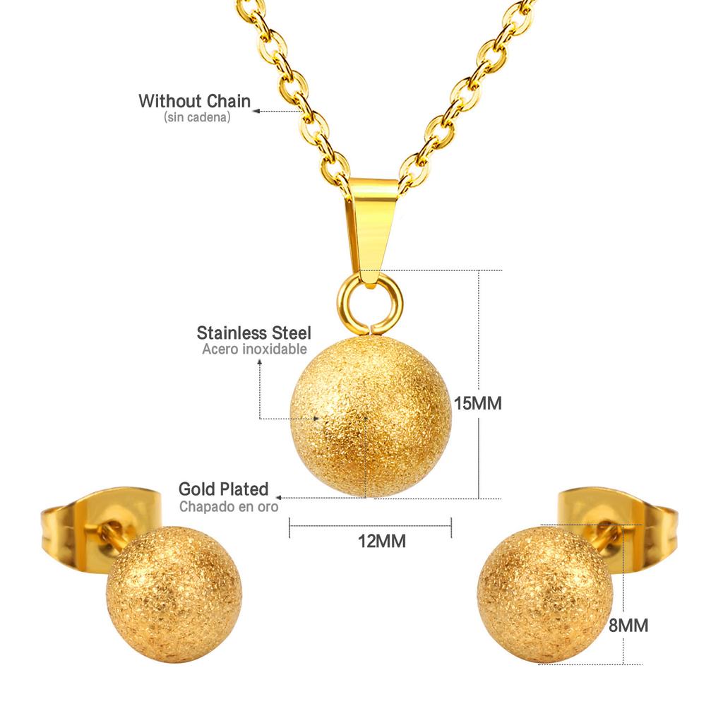Geometric Round Steel Bead Earrings And Necklace Set Fashion Women Jewelry