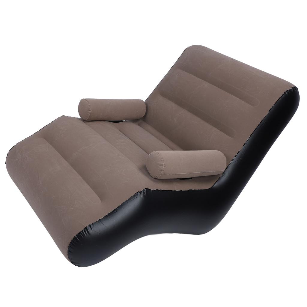 Inflatable Sofa Ergonomic S Shaped Portable Soft Flocking   Blow Up Couch for Home Travel  