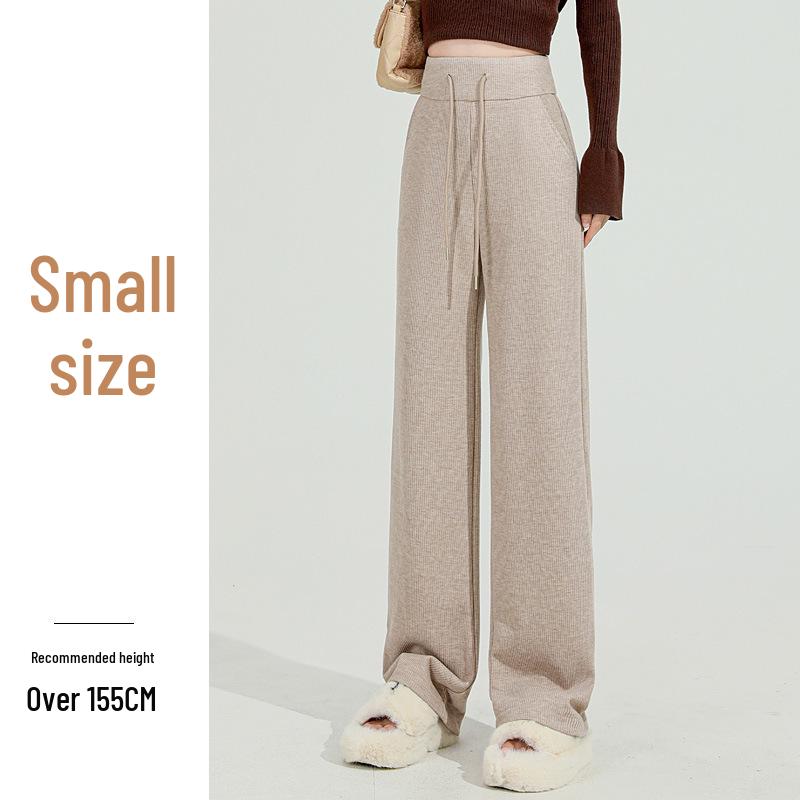 Kalhoty dámské s vysokým pasem a širokými nohavicemi v barvě mléčného čaje - Zeštíhlující a stylové pro podzim/zimu 2025