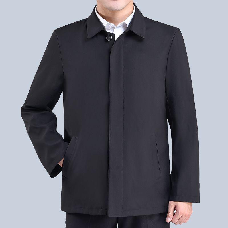 Men's Middle-aged & Elderly Thick Lapel Jacket - Casual Solid Button, Spring/Fall Outerwear