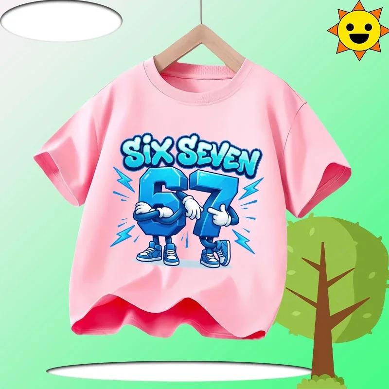 Funny Six Seven Italian Brainrot 67 Graphic Print TShirt BoyGirl Summer Short Sleeved Kids Loose Comfortable Tshirt Tee Top