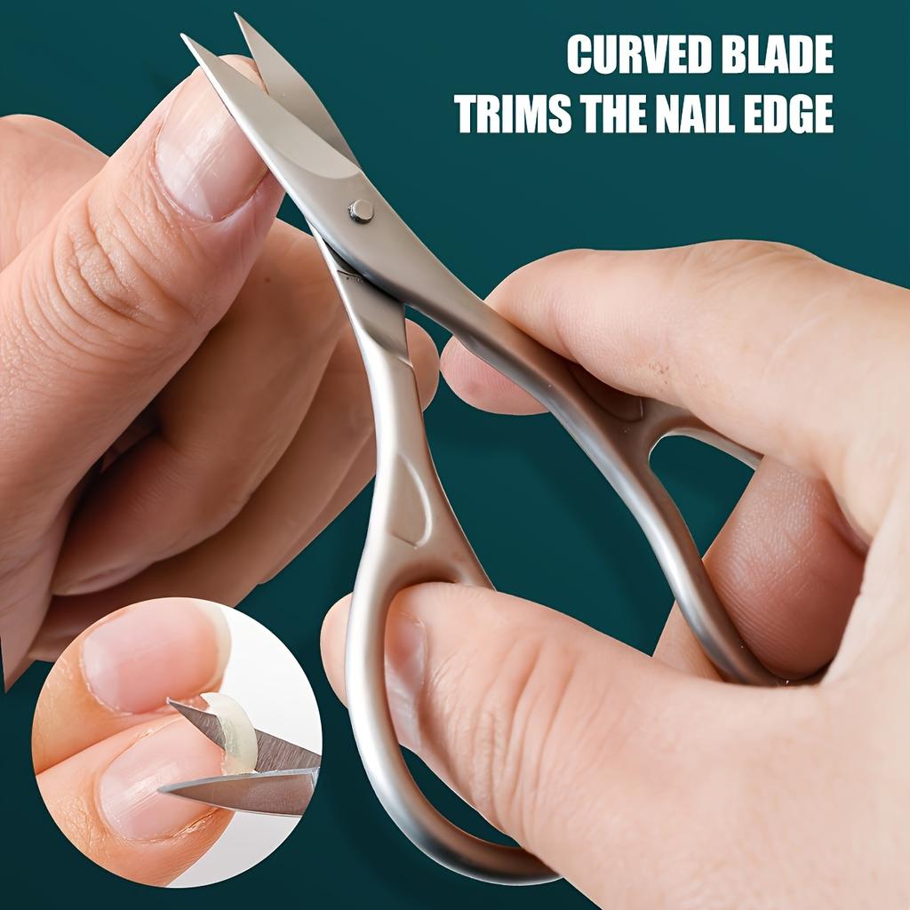 1pc Stainless Steel Nail Scissors for S & Adults Curved, Concave Blades for Trimming, Durable Pedicure & Manicure Scissors