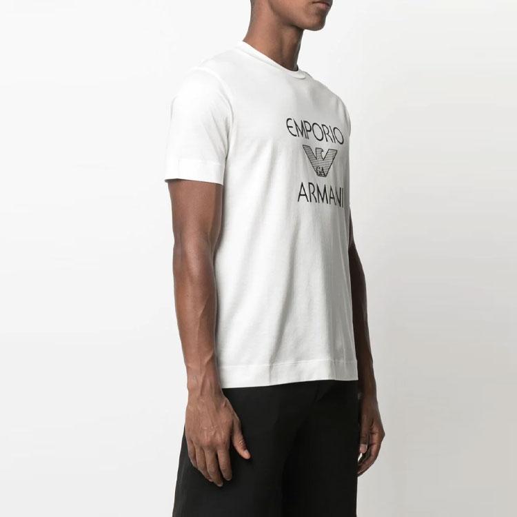 Emporio Armani Letter Eagle Logo Printed Short Sleeve T-Shirt Men Tops White 3K1TAF-1JUVZ-0101