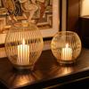 Medium Size Candle Holder Metal Wire Cage Pillar Vintage Hollow Out Combined Holders Set Tea Light for Fireplace Mantel Table Centerpiece Style