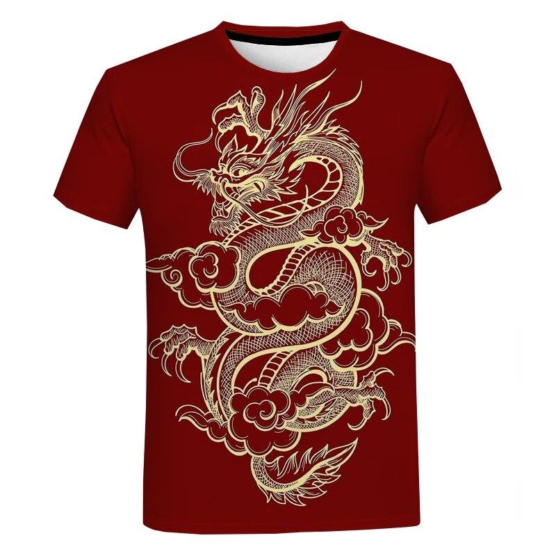 Y2K Îmbrăcăminte bărbați Dragon Totem Tricouri cu grafică Gât rotund Tricou supradimensionat Moda Harajuku Streetwear Topuri Tricouri