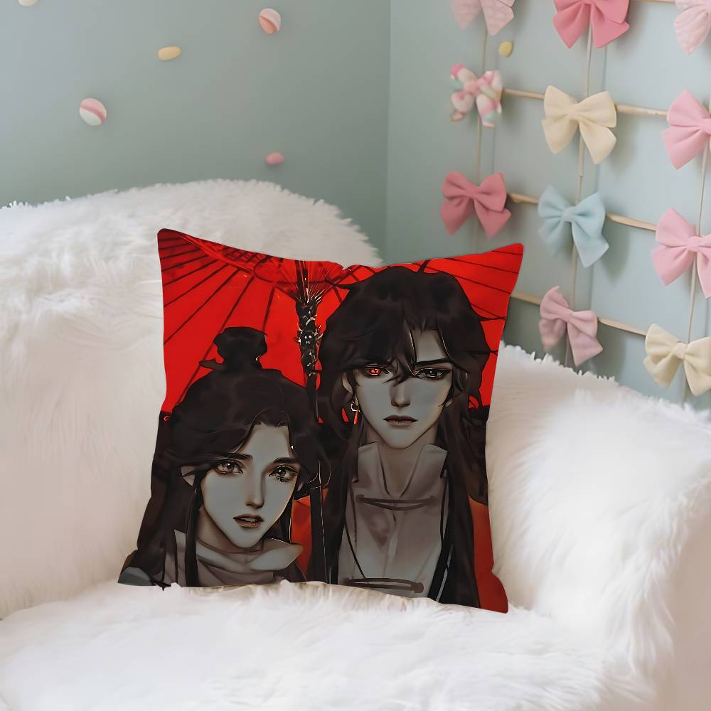 HHeaven Officials Blessing Case Plush Fabric Soft Pillowcase Double Sided Print Cushion Cover Household Gifts