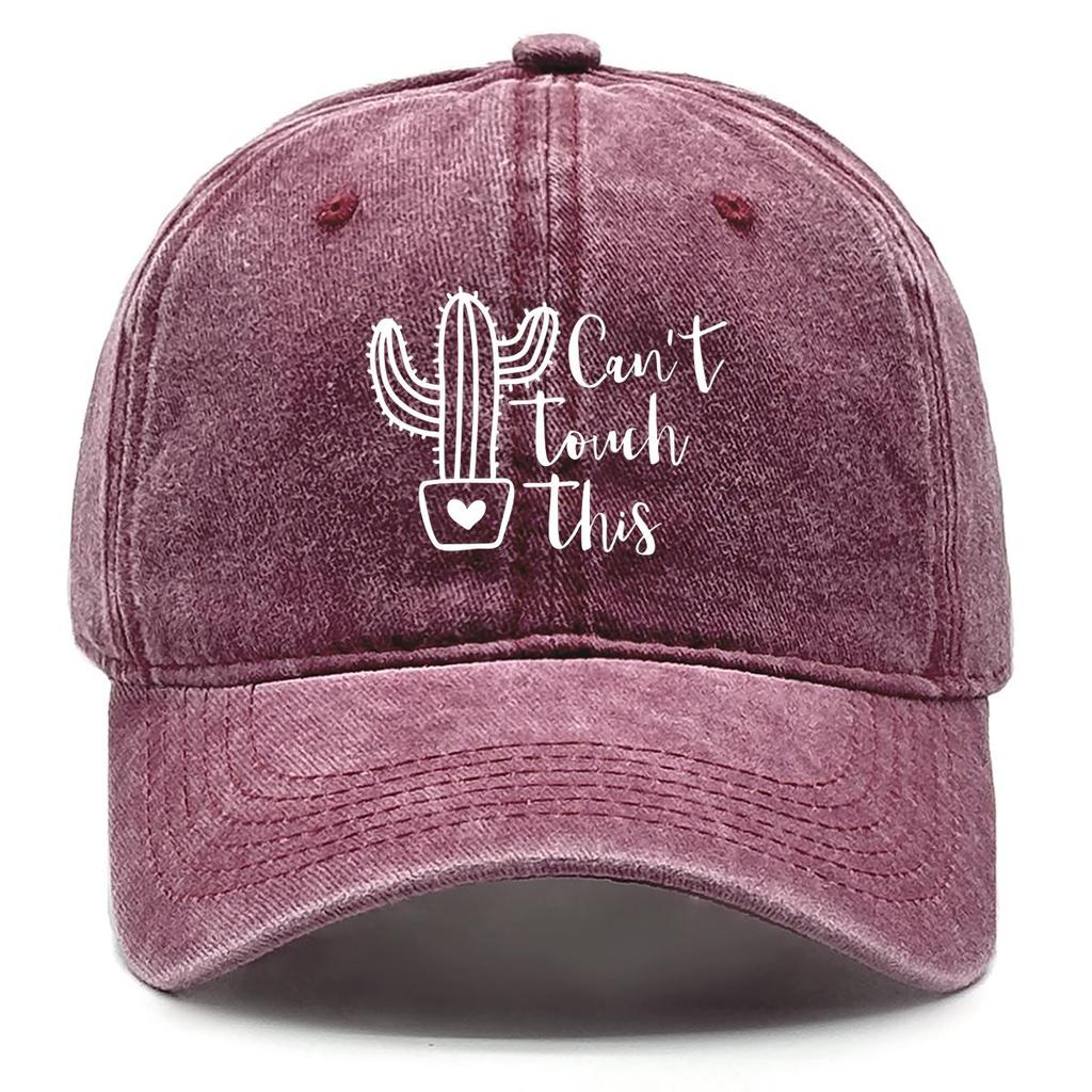 can't touch this" Cactus Print Snapback Sun Hat, Plant Sports Hat Cozy Sun Protective Non-Stretch Fabric Stylish Snapback Baseball Cap