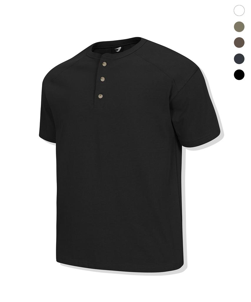 DRIX Shoulder Cutout Muscle Fit Henley Neck Half Sleeve_5 Colors