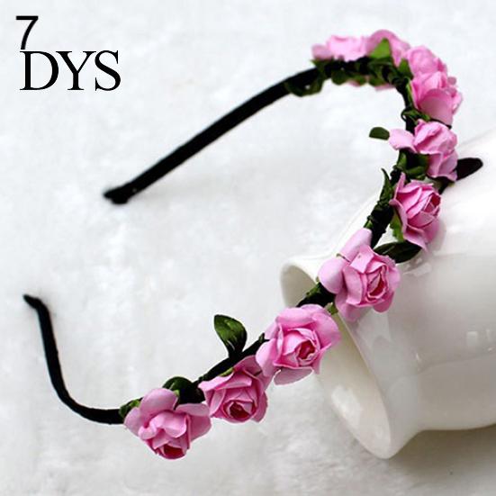 Corona di Fiori di Rosa Fascia per Capelli da Festival Ghirlanda da Matrimonio Accessorio Fascia per Capelli Floreale