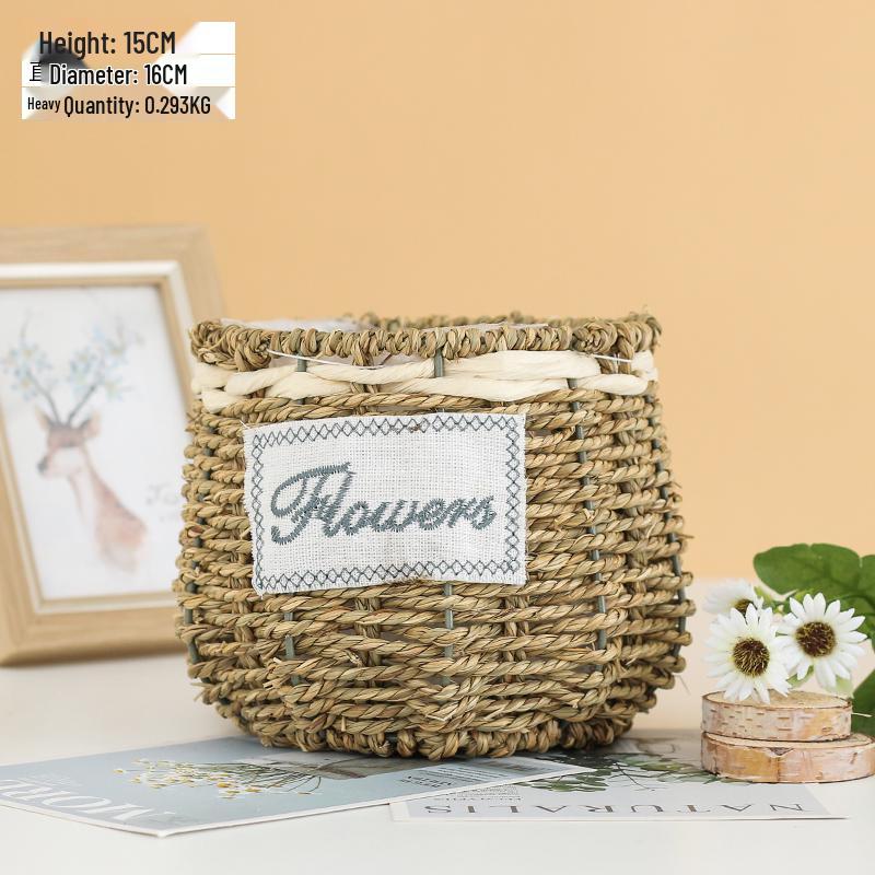 Handheld Flower Basket for Fresh & Dried Flowers, Woven with Willow, Rattan & Straw - Perfect for Flower Arrangement or Picnic