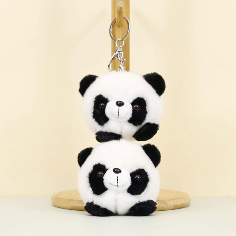 Cute Panda Plush Keychain Charming Couple Bag Ornament Short Plush Toy Gift