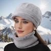 Women's Warm Knitted Winter Hat Warm Hat with Padded Fleece Lining and Ear Protection with Sun Visor Brim