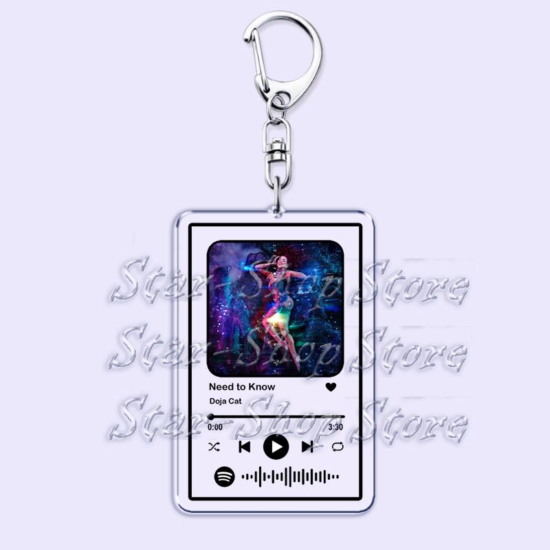 Hot Female Singer Music Keychains for Women Accessories Bag Kiss Me More Woman Songs Playlist Code Keying Jewelry Fans Gifts