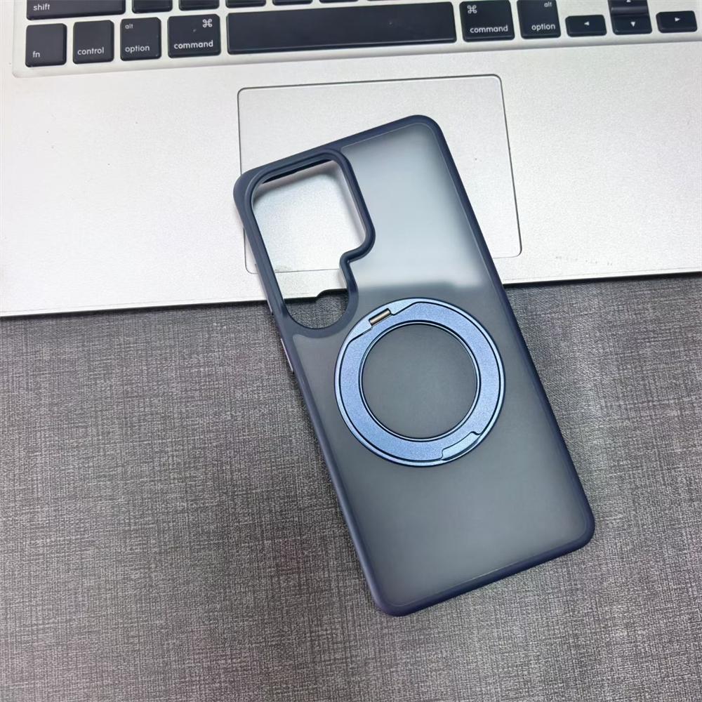 Luxury Matte Clear Magnetic Ring Stand Holder Case For Samsung Galaxy S26 Ultra Transparent Shockproof Bumper Hard Phone Cover