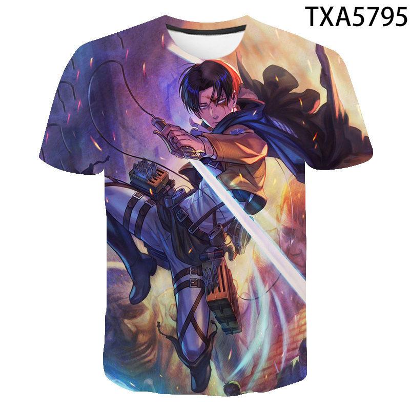 Attack on Titan 3D Digital Print T-Shirt for Men Boys, Anime Graphic Tee, Breathable Polyester Short Sleeve, Casual Streetwear Tops