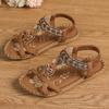 Fashion Retro Women's Sandals Flower Print Sewing Shoes Summer